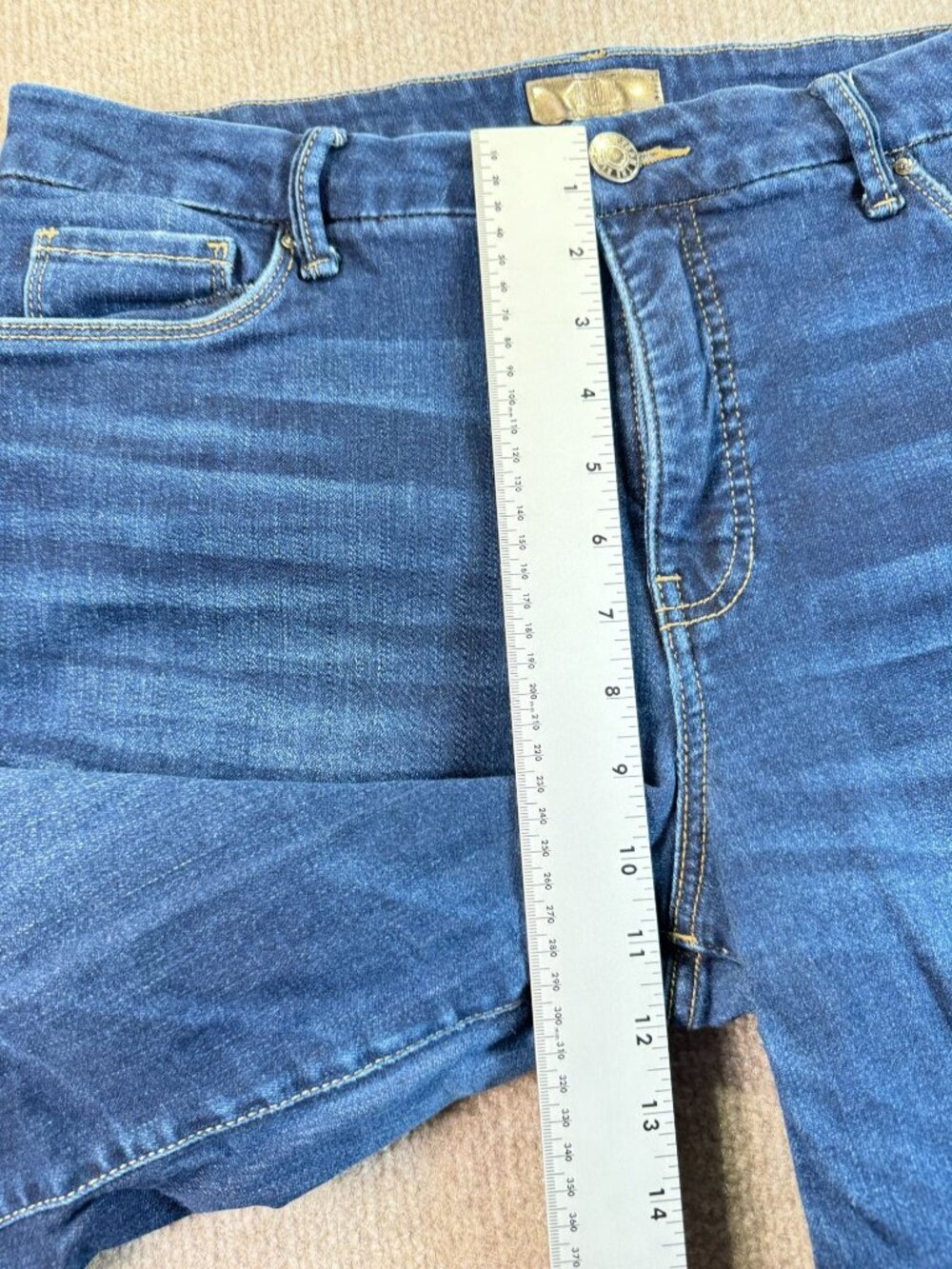 Kut From The Kloth Meg Fab Ab High Rise Wide Leg Jeans Size 14 Frayed Hem Blue D - Picture 7 of 10